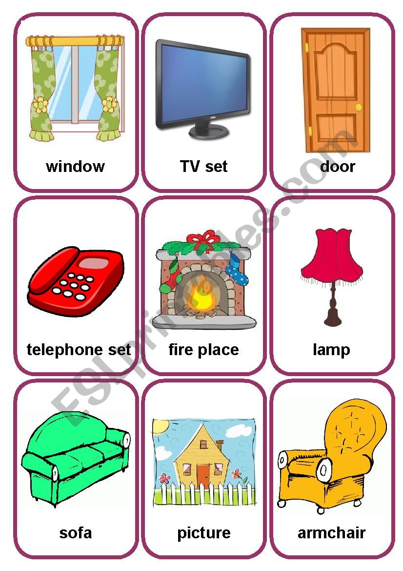 Living room  flashcards 1 worksheet