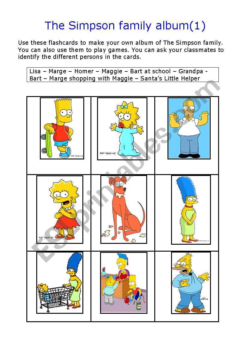 The Simpsons family album worksheet