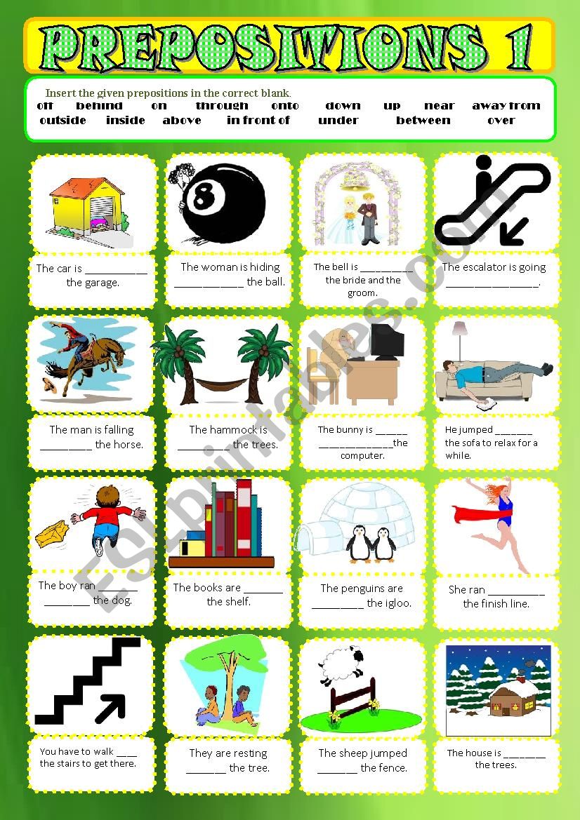 Prepositions 1 worksheet