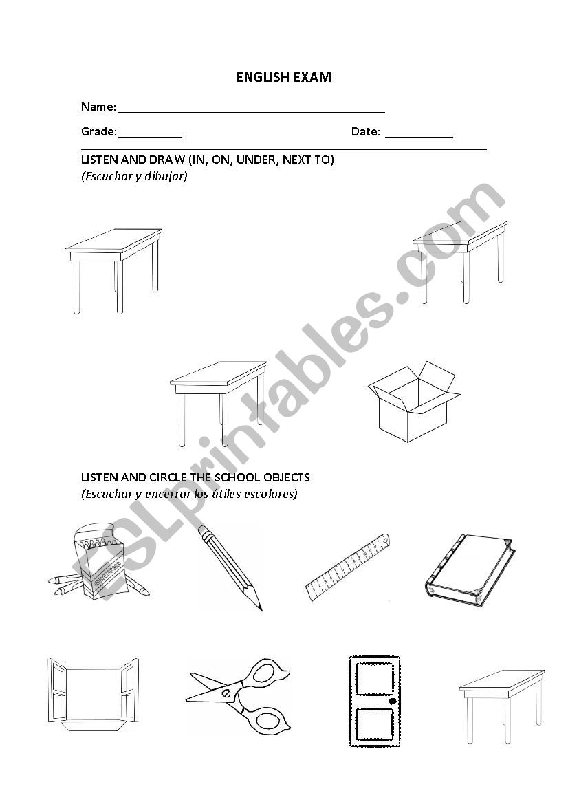 ENGLISH EXAM worksheet