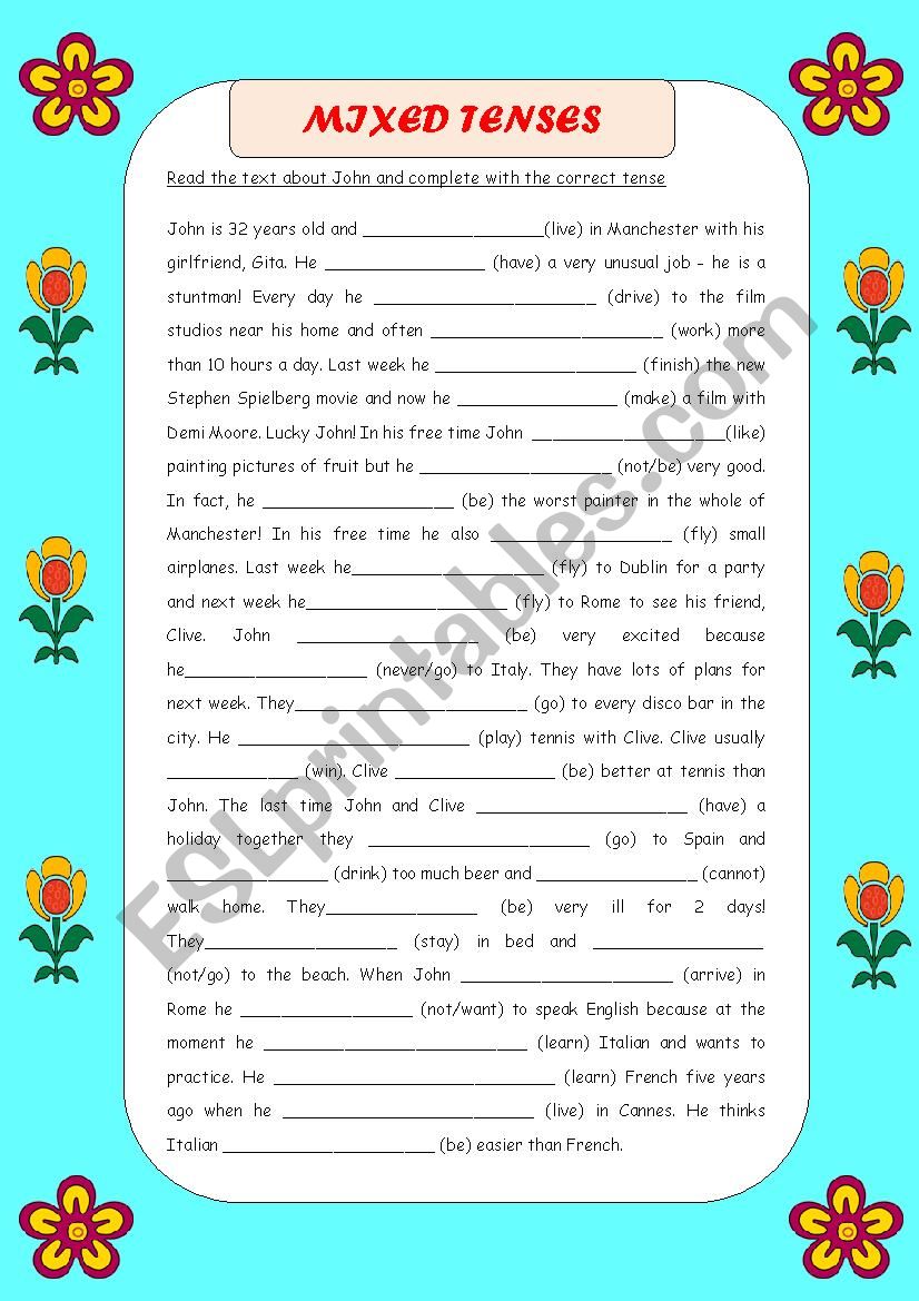 MIXED TENSES  worksheet