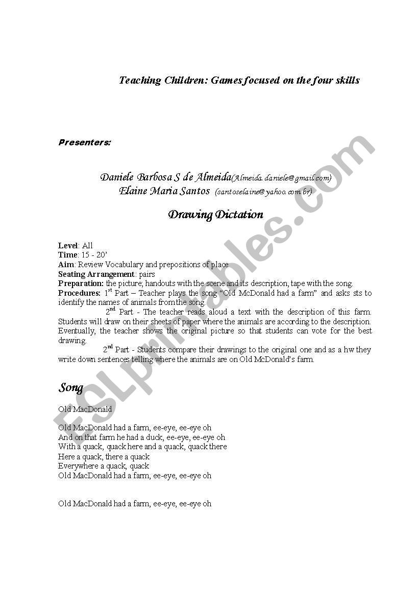 activities for children worksheet