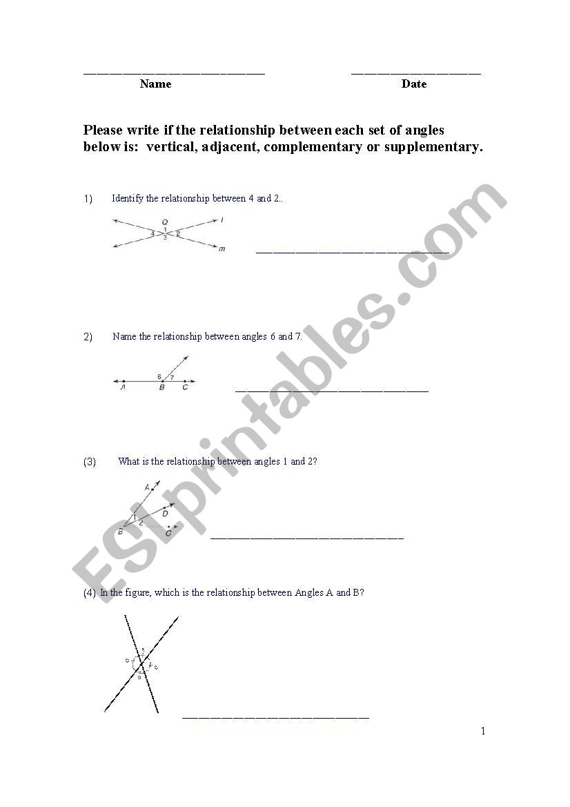 Geometry - Angle Relationships