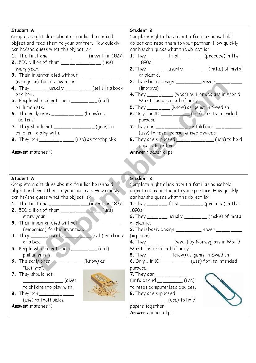 Mistery Object worksheet