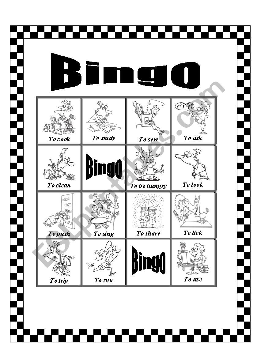 Bingo. Actions. Part 1 worksheet