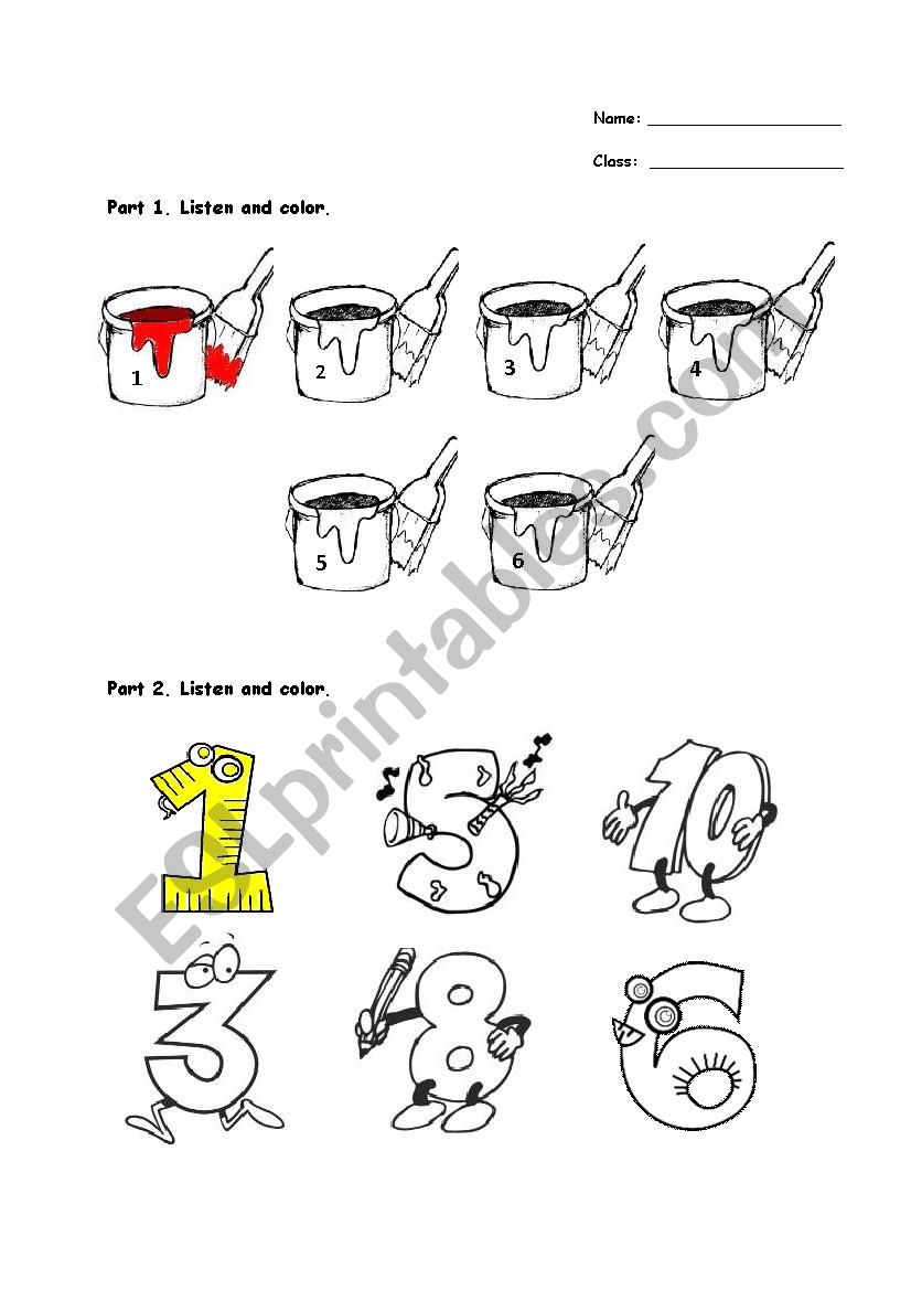 Colors, Numbers and Animals Exam for 1st Grades