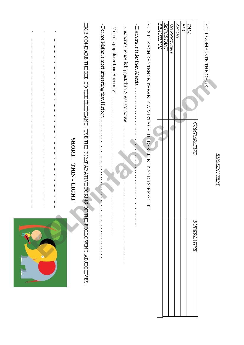 test about comparatives and superlatives