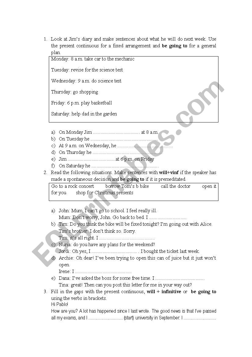 future tense worksheet