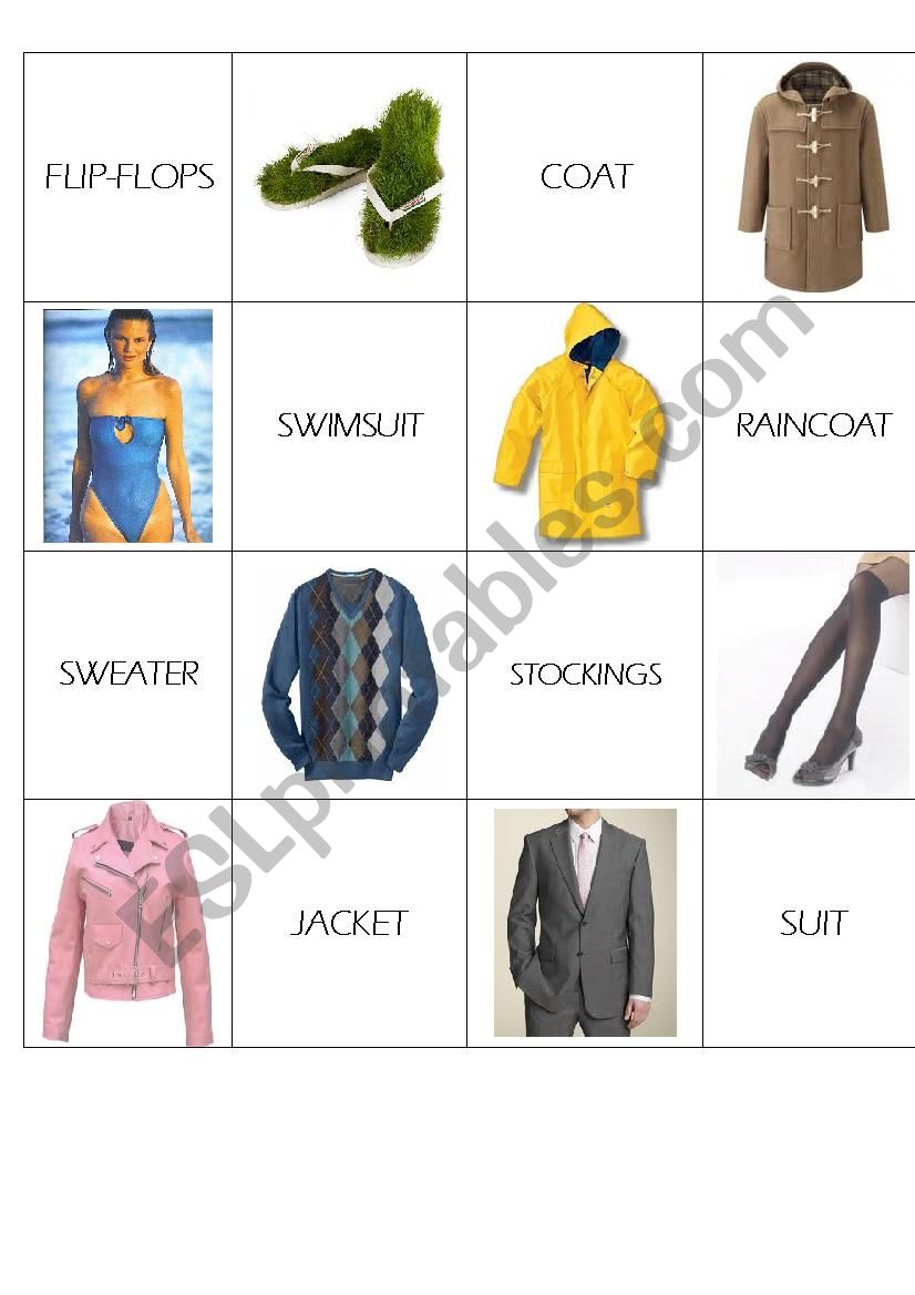 CLOTHES MEMO GAME 2 worksheet