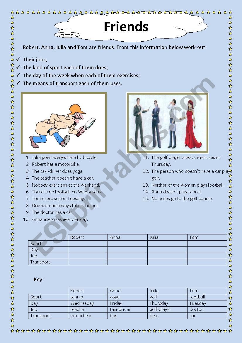 Friends worksheet