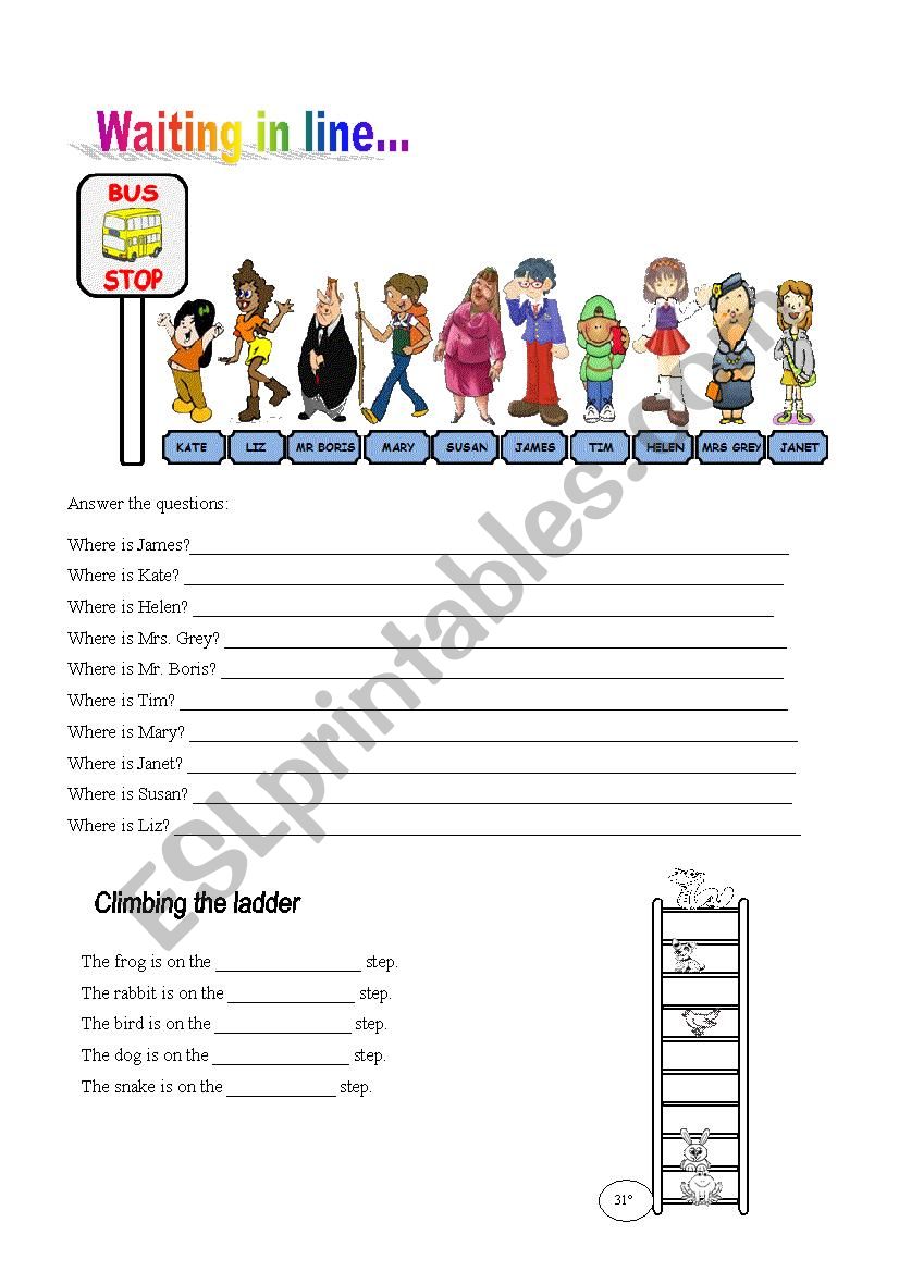 Ordinal Numbers worksheet