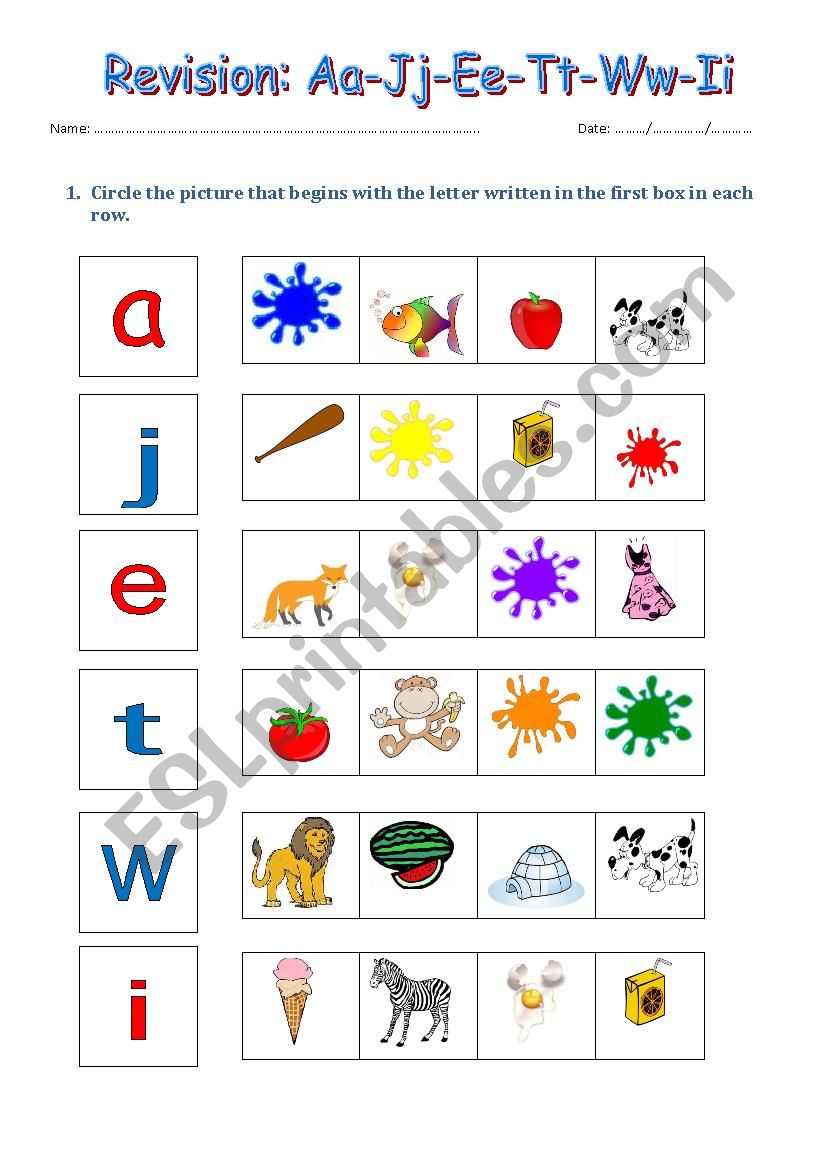 Alphabet: ATJWEI worksheet