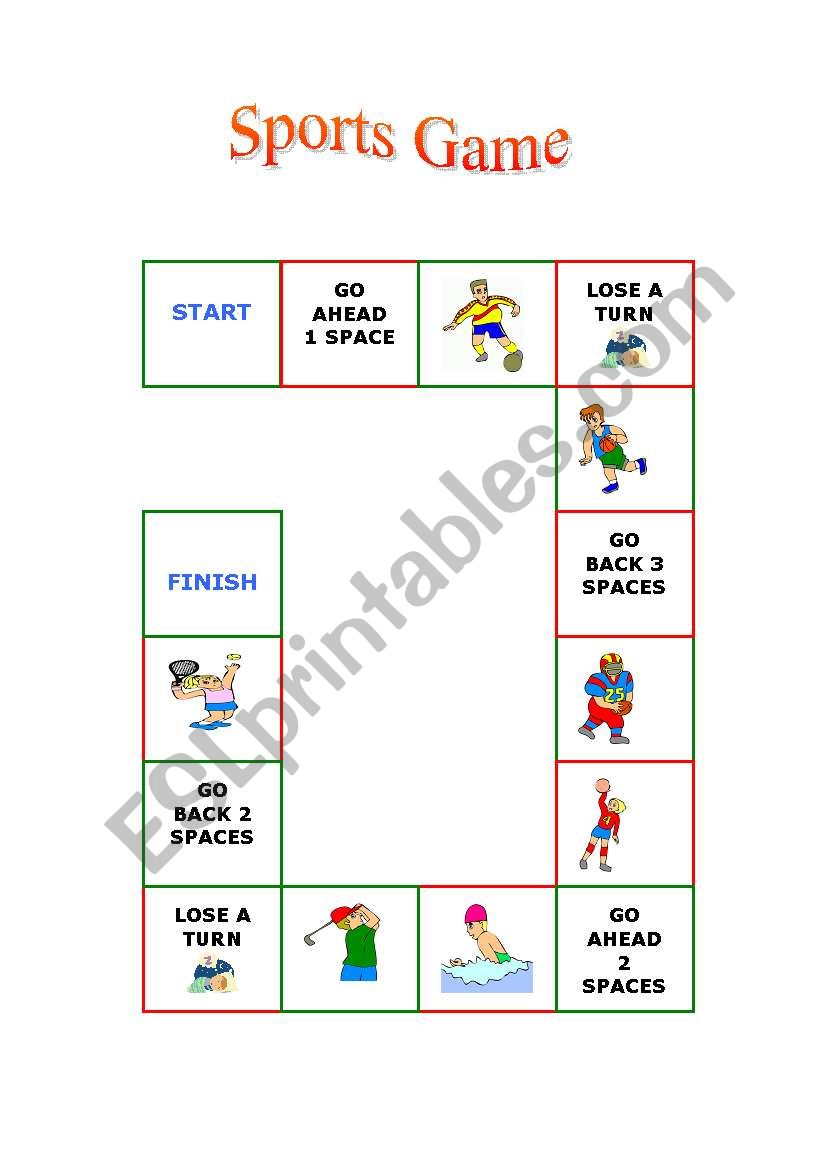 english worksheets sports board game