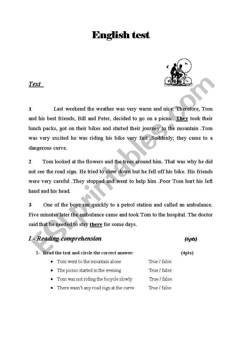 English test  worksheet