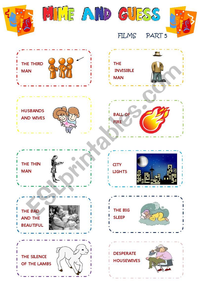 Mime and Guess - Films -Set 5 worksheet
