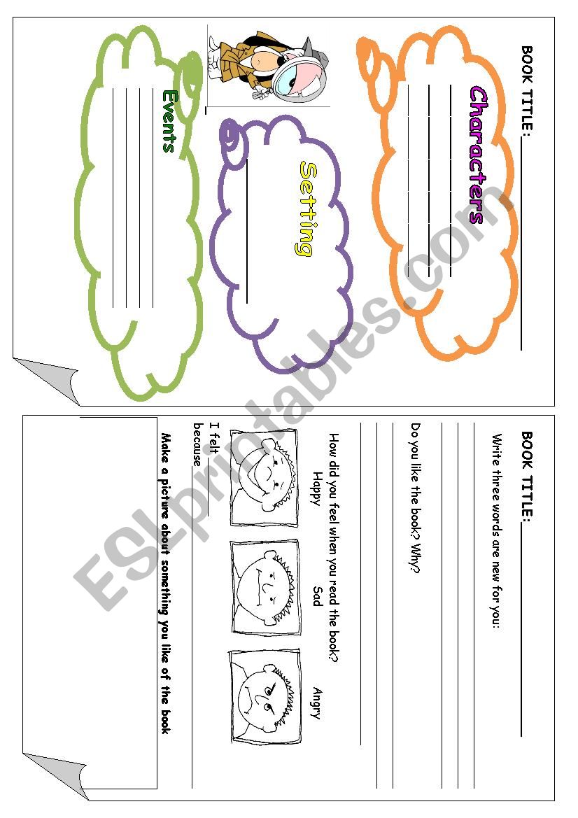 READING RESPONSE MINIBOOK worksheet