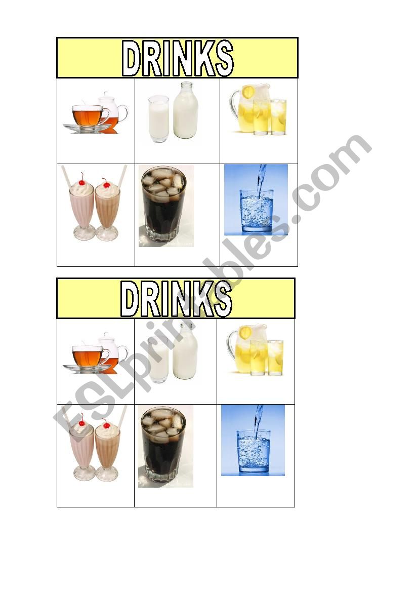 dRINK PICTIONARY worksheet