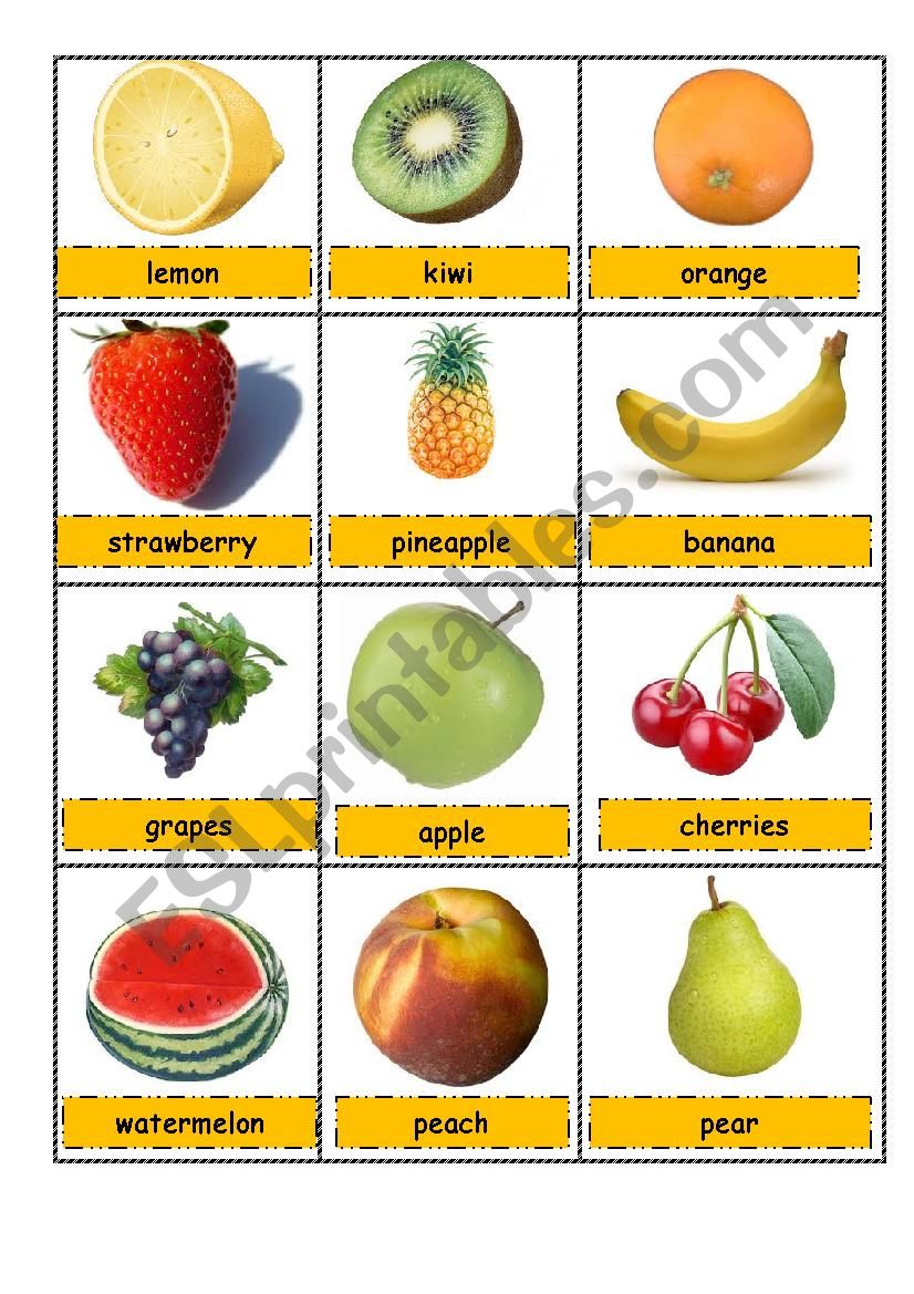 Fruit pictionary worksheet