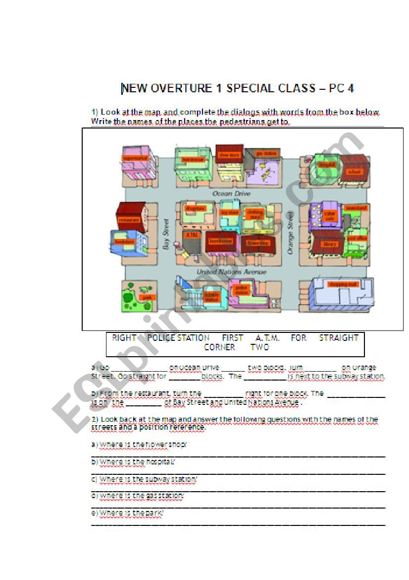 Directions worksheet