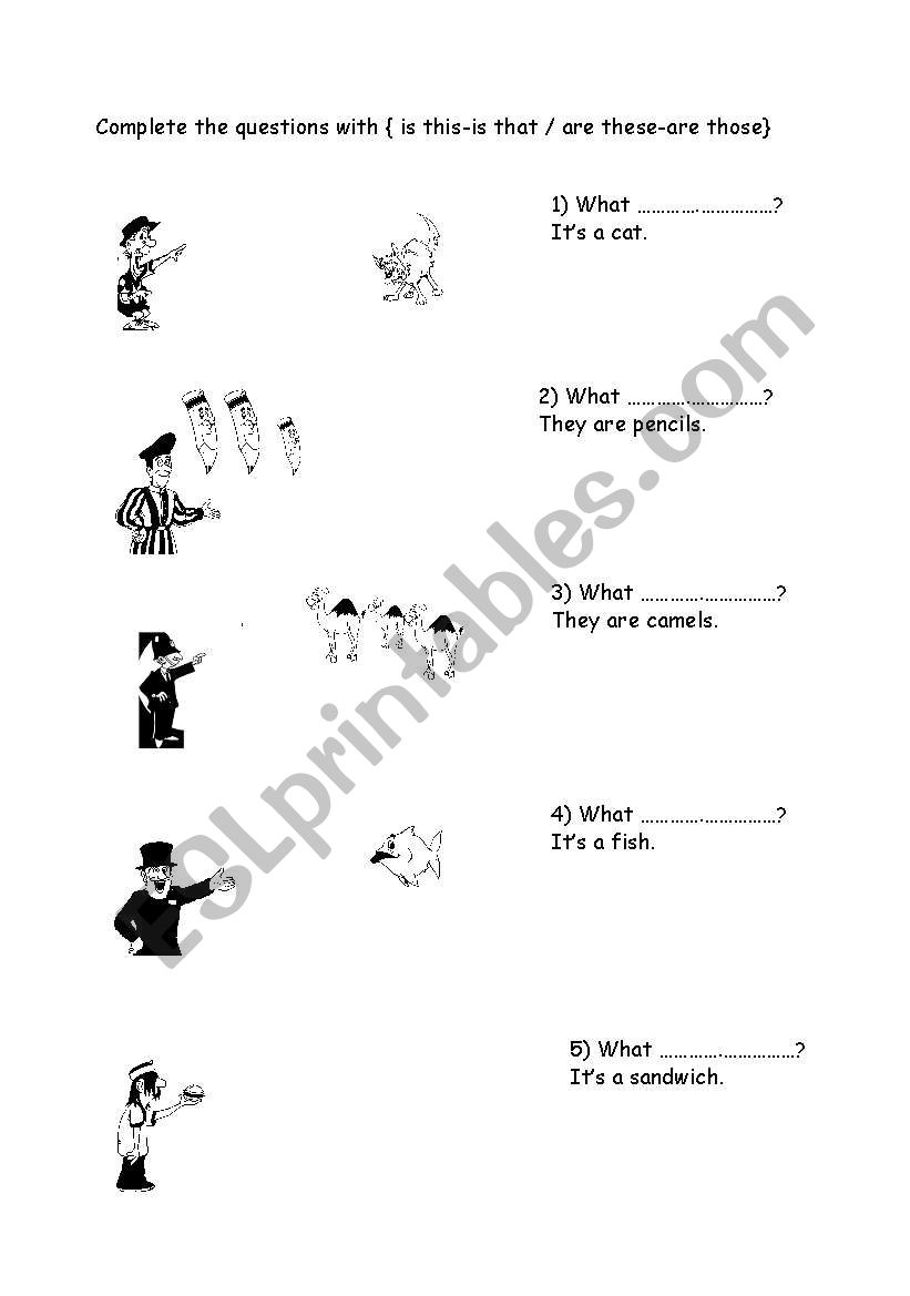 this that  those these worksheet