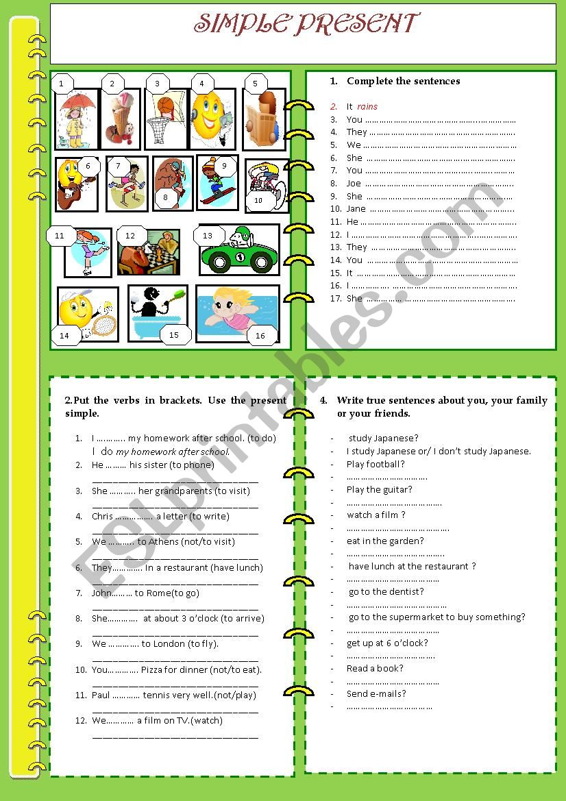 SIMPLE PRESENT worksheet