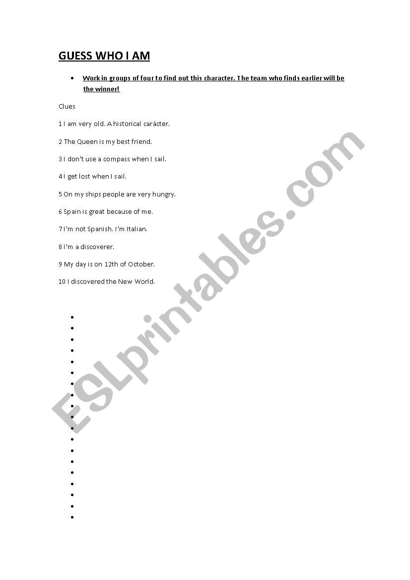 Christopher Columbus worksheet