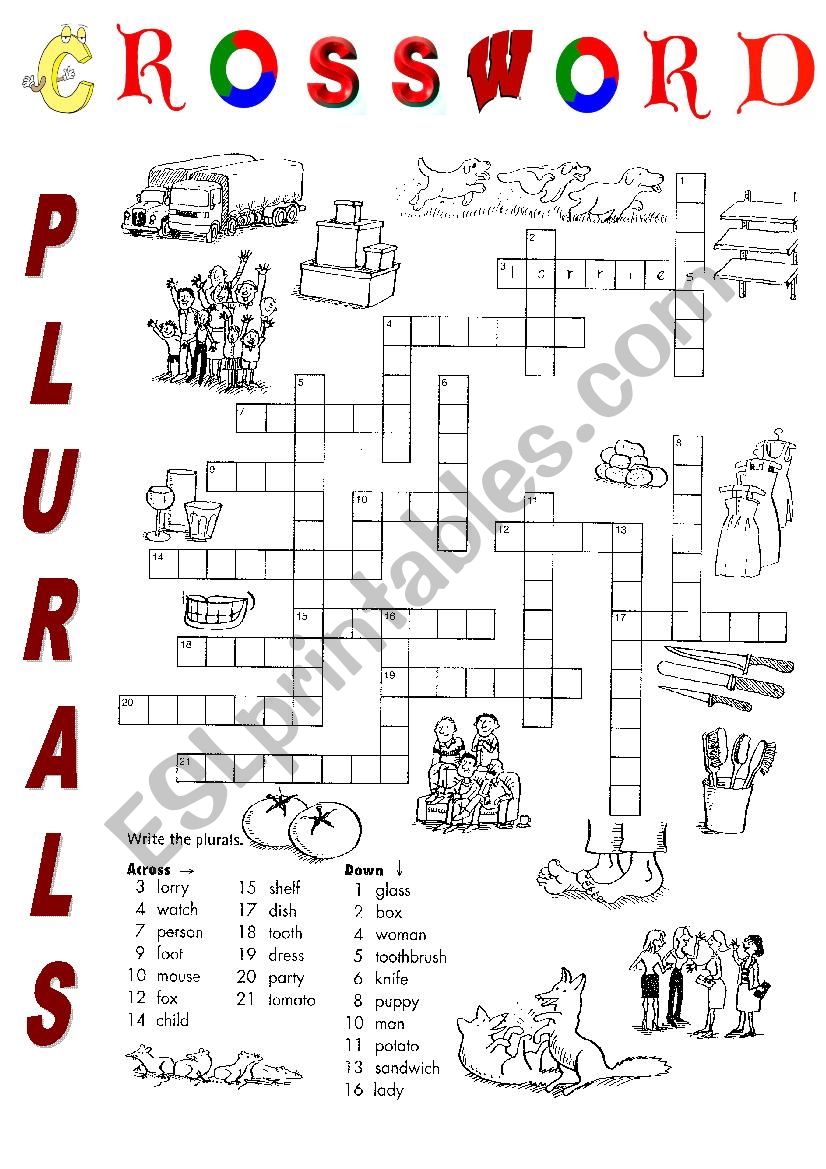 CROSSWORD PLURALS worksheet