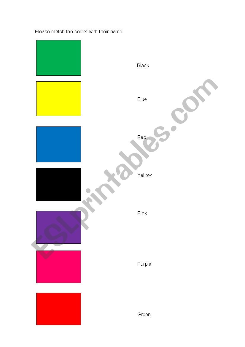 Colours worksheet