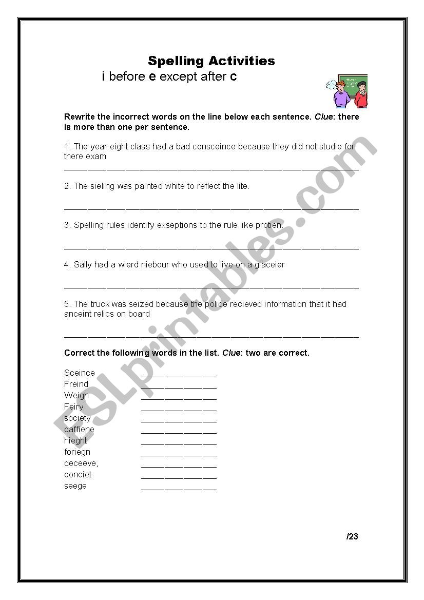 Spelling rules- i before e except after c Spelling rules- i before e except after c