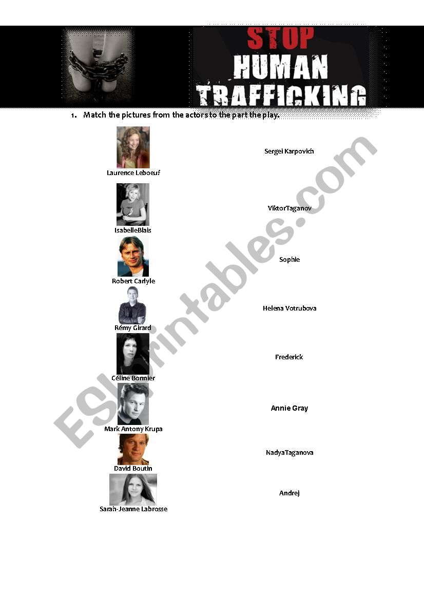 Human trafficking 2/4 worksheet