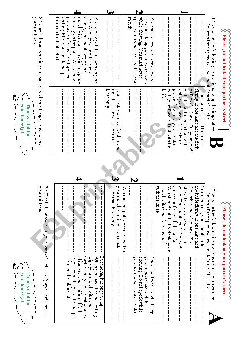 modals and imperative worksheet