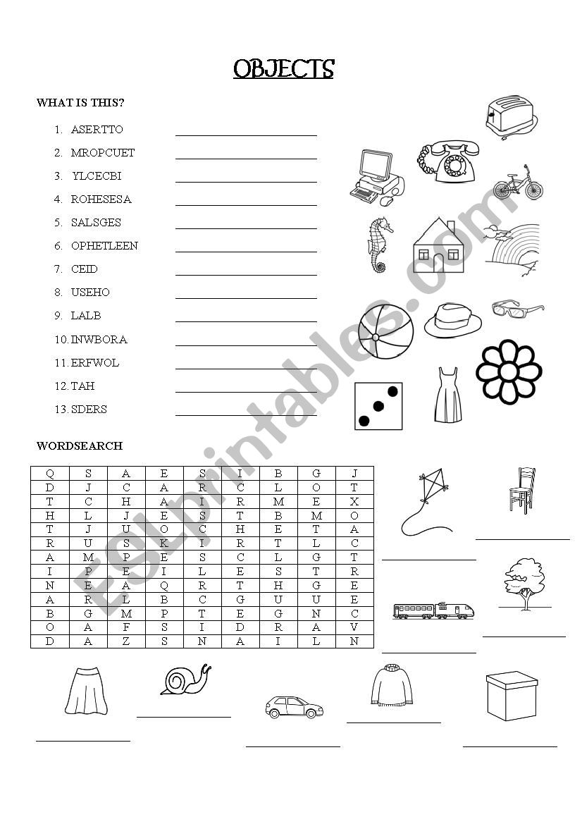 Objects worksheet