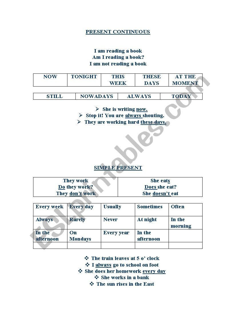 TENSES REUPLOADED worksheet