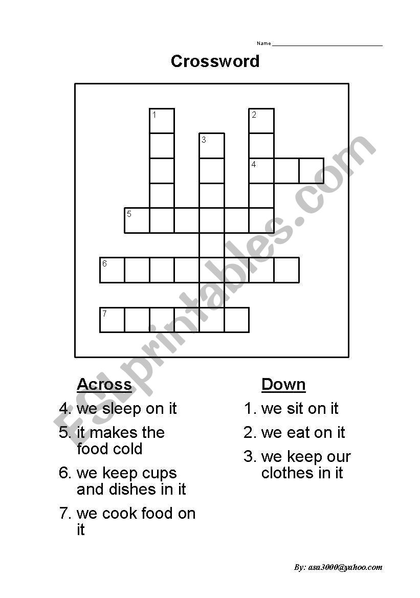 Furniture Crosswords worksheet