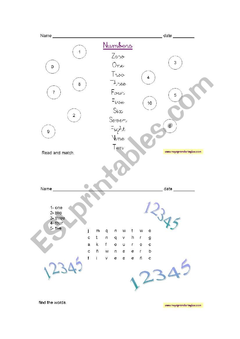 the numbers worksheet