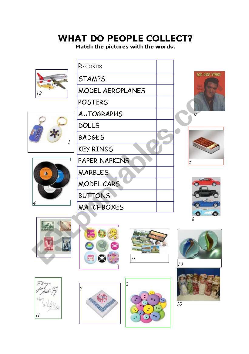 Collections worksheet