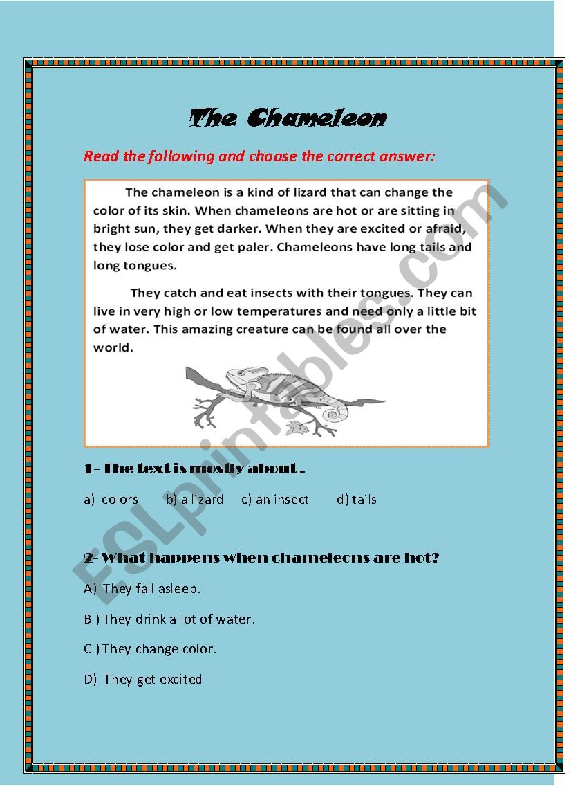 The Chameleon worksheet