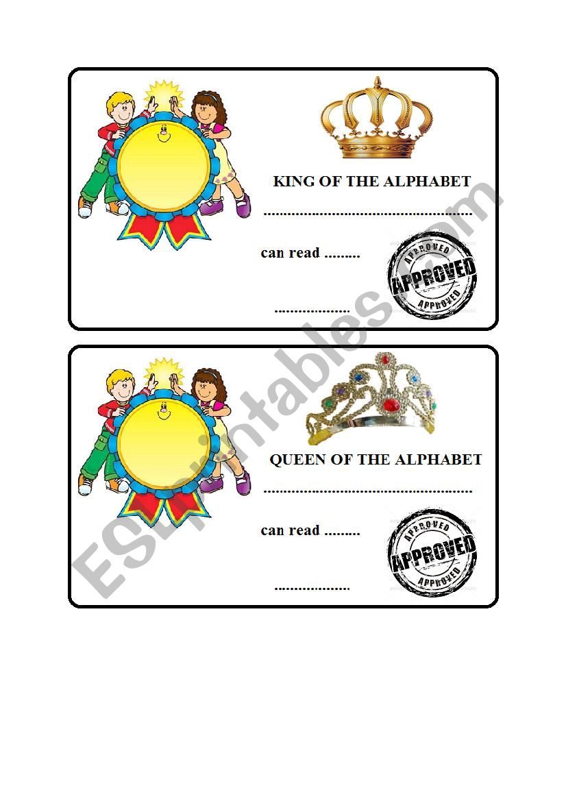 Award card worksheet