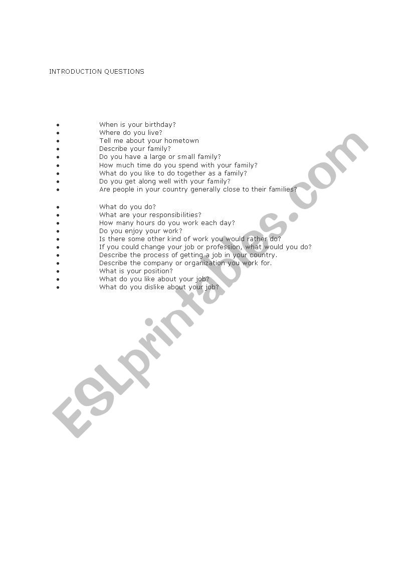 ntroduction  worksheet
