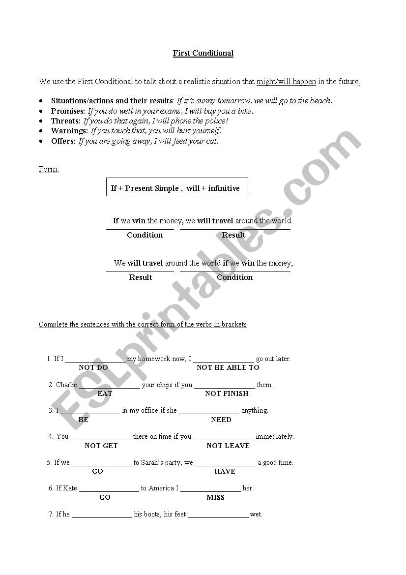 conditional type 1 worksheet