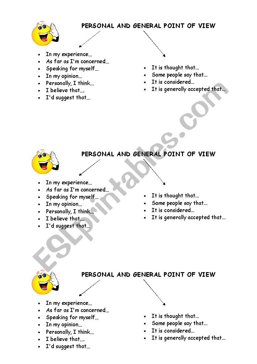 Expressing point of view worksheet
