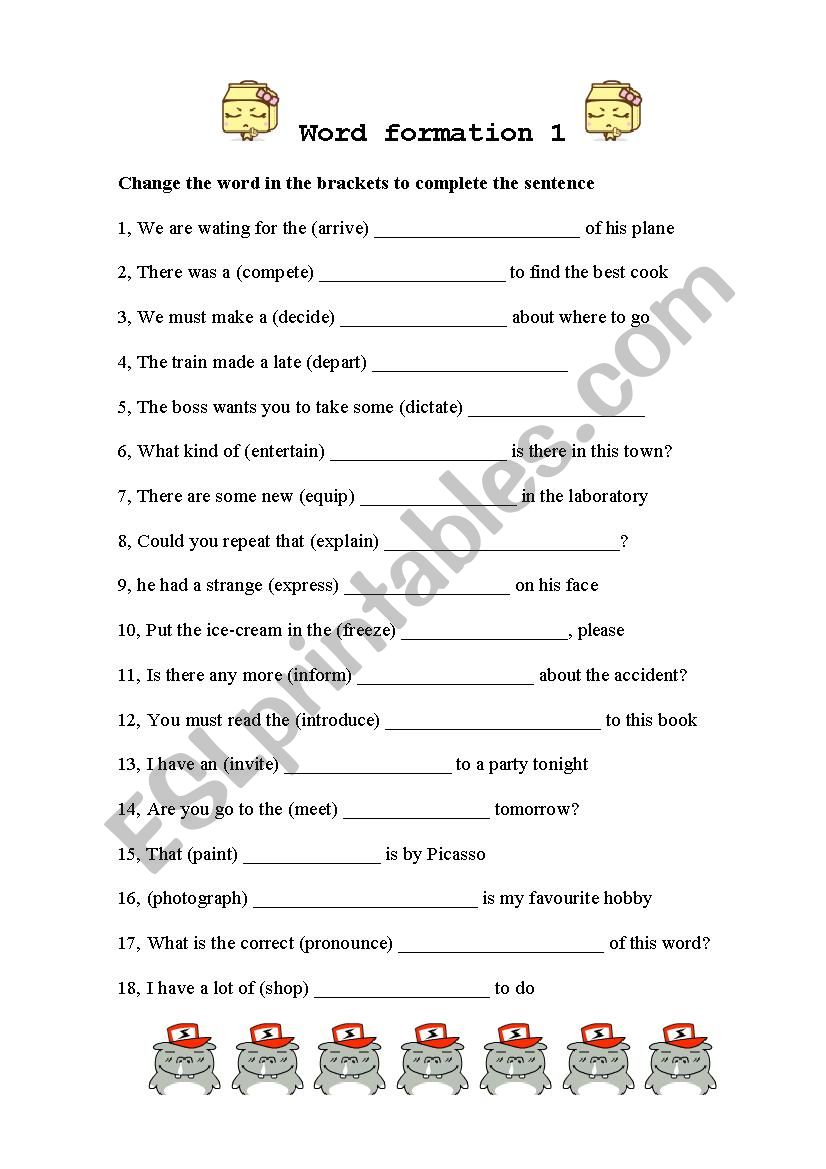 Word formation worksheet