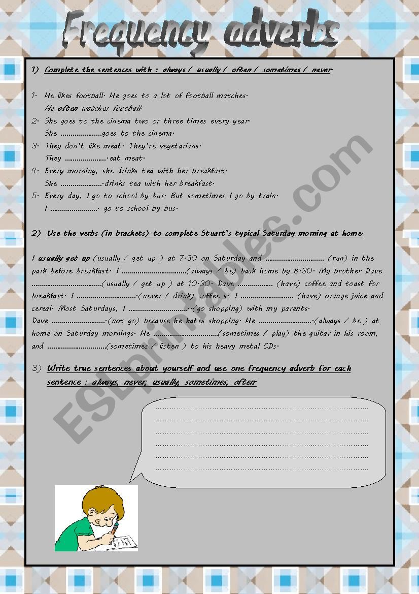 frequency adverbs worksheet