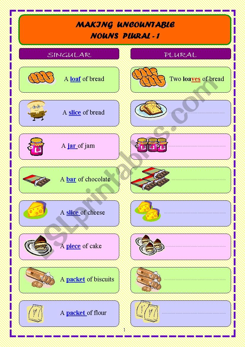 MAKING UNCOUNTABLE NOUNS PLURAL - 1