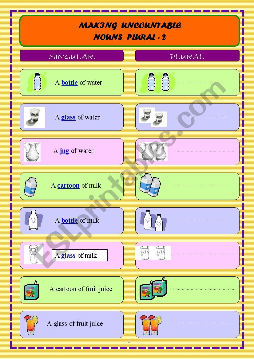 MAKING UNCOUNTABLE NOUNS PLURAL - 2