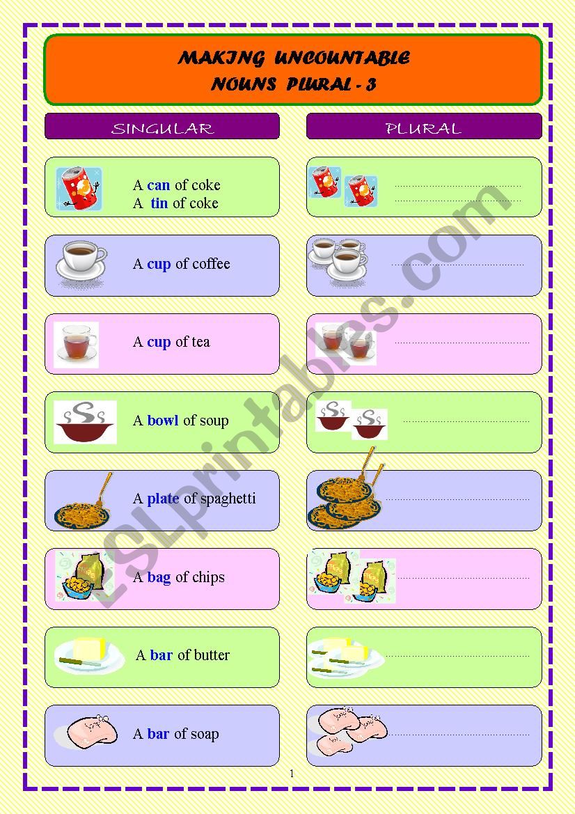 MAKING UNCOUNTABLE NOUNS PLURAL - 3