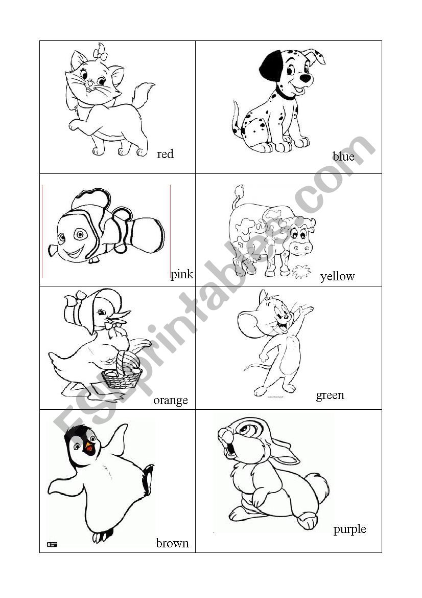 animals and colours worksheet