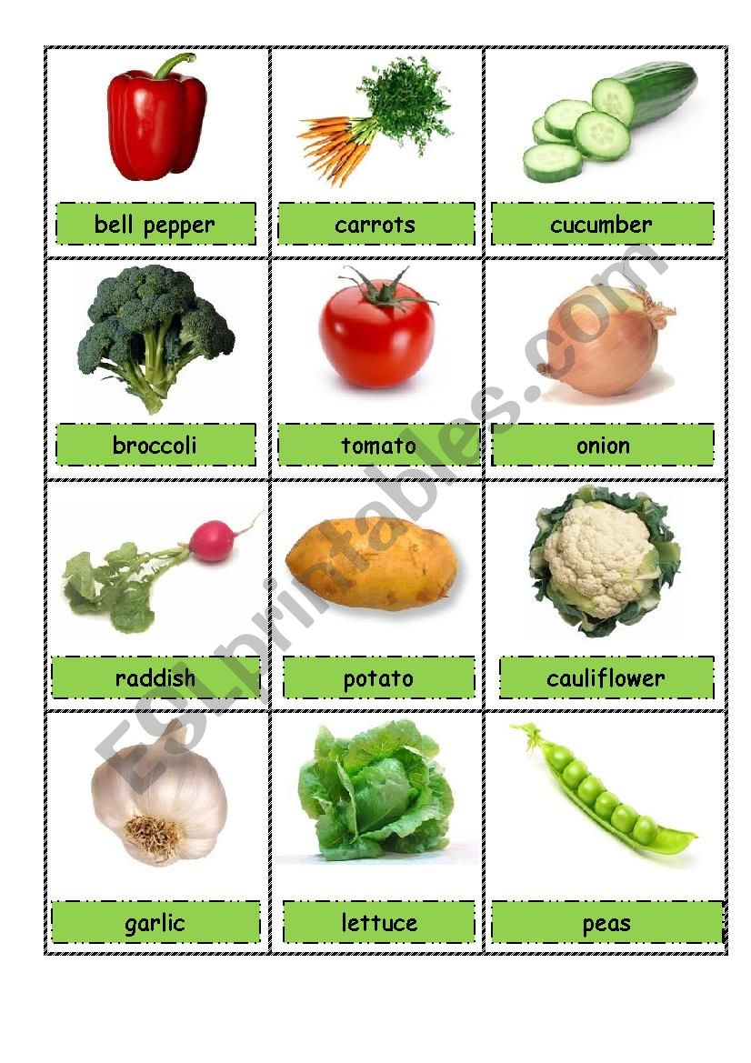 vegetables pictionary worksheet