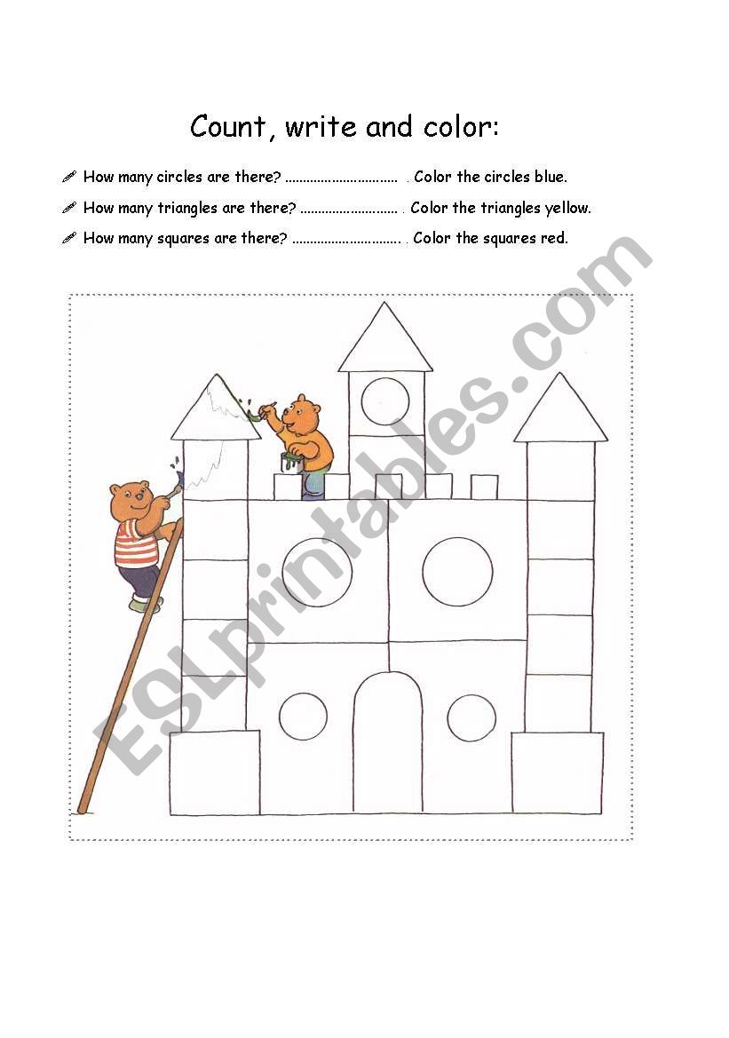 Count, write and color worksheet