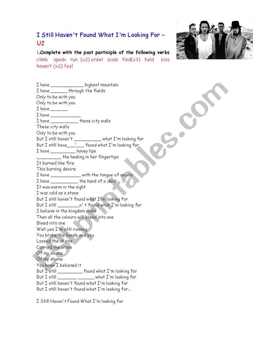 Present perfect song worksheet